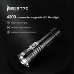 WUBEN T70 4200 Lumens Cree XHP70.2 LED Rechargeable LED 26650 High Performance Flashlight for Outdoor and Camping Activities - Edragonmall.com
