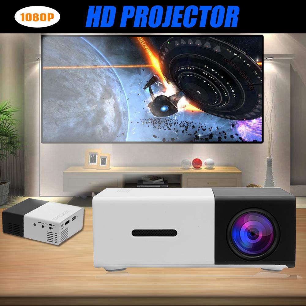 YG-300 LED Projector 400-600 Lumens 1080P Home Media Player With Remote Control -White - Edragonmall.com